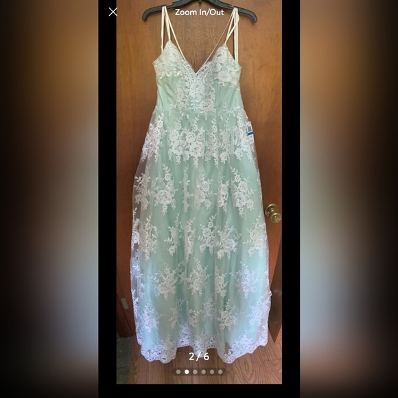 Say Yes to Prom Pastel Blue Mint Lace Dress Size 9/10 - Picture 1 of 6